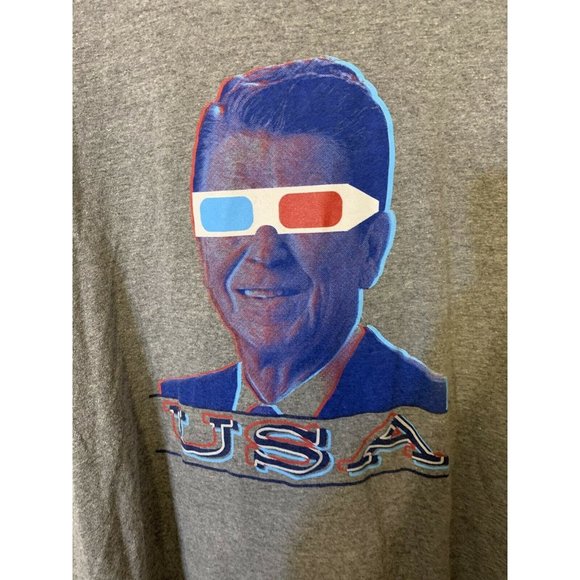 3D Ronald‎ Reagan T Shirt Sz 2XL Gray - Picture 1 of 7